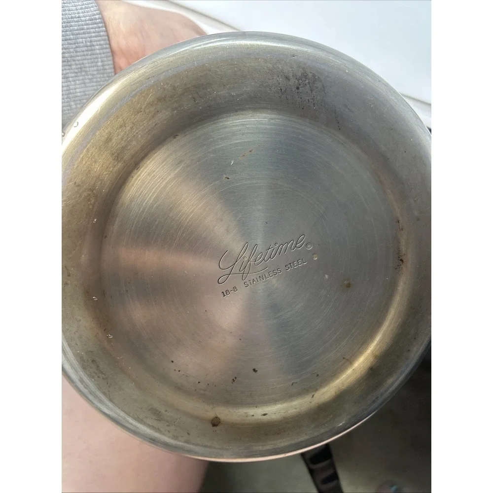 Vintage Lifetime 2.5 QT Saucepan Double Boiler and Lid Stainless Steel USA 3 PC